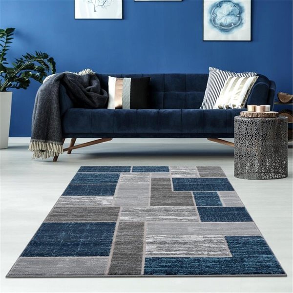 Lbaiet Verena Geometric 5 x 7 ft. Rectangle Area Rug, Blue & Gray SL973B57 Blue